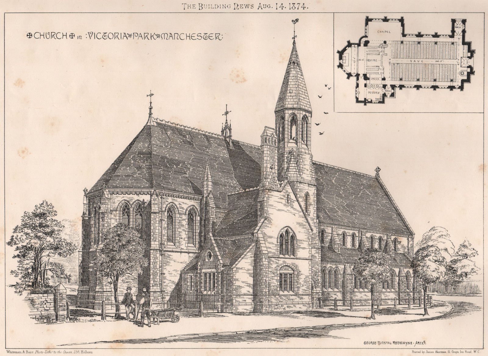 Church in Victoria Park, Manchester; George Tunstal Redmayne, Architect 1874